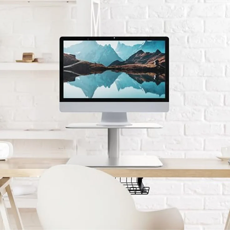 Desire2 Riser, Monitorständer aus Kohlenstoffstahl für Schreibtische, eleganter Computertisch-Monitorständer mit einstellbarer Höhe, silberfarben – Bild 2