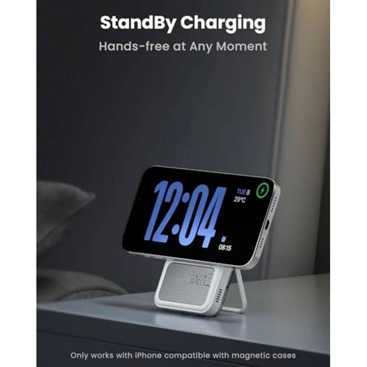 SHARGE ICEMAG 2, MagSafe Powerbank 15W Qi2 mit Aktiver Kühlung, 10000mAh, Klappständer, Kompatibel mit iPhone 16/15/14/13 – Bild 4