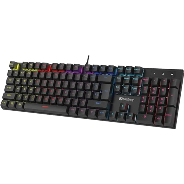 Sandberg 640-31 (DE, Kabelgebunden), Tastatur, Schwarz - Mechanische Tastatur mit RGB-Hintergrundbeleuchtung – Bild 1