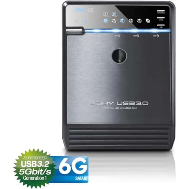 FANTEC QB-35US3-6G Externes 4-fach Festplattengehäuse (für 4x 8, 89 cm (3, 5 Zoll) SATA i-II-III Festplatten, USB 3.0 SuperSpeed und eSATA Anschluss, 6G Support, 80 mm Lüfter Temperaturgeregelt) – Bild 2