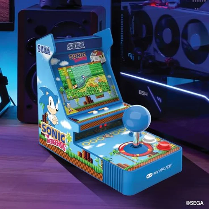 ATARI Joystick Player Sonic The Hedgehog, blauer Joystick mit 3,5 Zoll Bildschirm und 4 Batterien – Bild 3