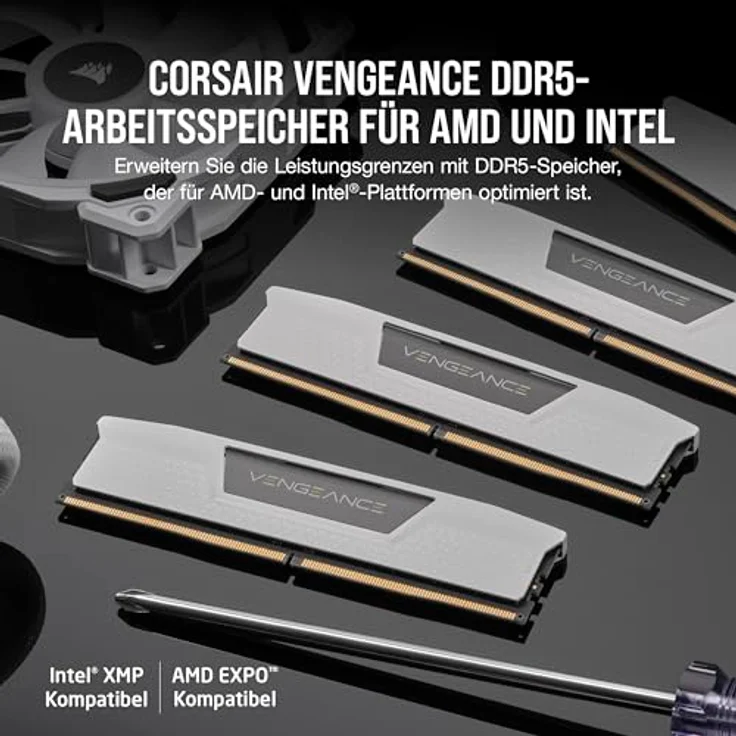 CORSAIR Vengeance DDR5 RAM 32GB (2x16GB) 6000MHz CL36-44-44-96 1.35V AMD Expo & Intel XMP Desktop-Computer-Speicher - Weiß – Bild 3