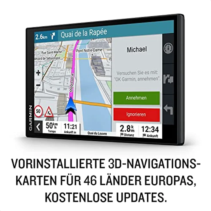 Garmin DriveSmart 76 MT-D, Navigationsgerät mit 7 Zoll HD-Display, 3D-Europakarten, Verkehrsinfos in Echtzeit und Sprachsteuerung – Bild 3