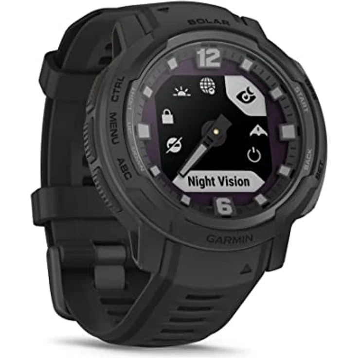 Garmin Instinct Crossover Solar Tactical Smartwatch Hybrid 45 mm Solar Aufladung, Rugged Design und Super-Luminova Zeigern, 70 Tage Laufzeit, 30 Multisport-Apps, GPS, Taktische Funktionen (schwarz) – Bild 3