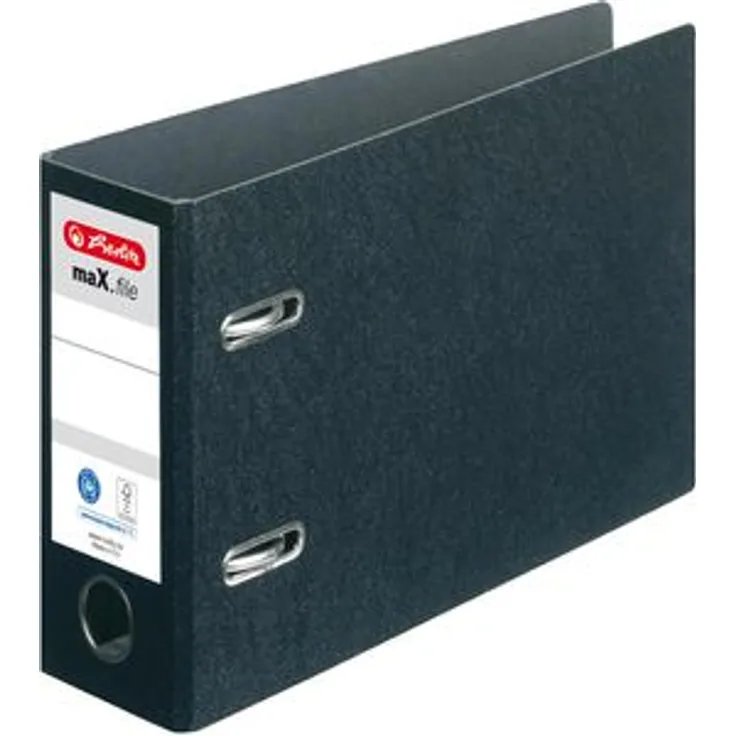 Herlitz maX.file 5176805 Ordner, A5 quer, breit, Hartpappe, schwarz