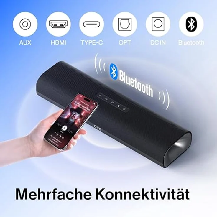 OXS Thunder Lite PC-Gaming-Soundbar mit Virtuellem Surround-Sound, 2 Breitbandtreiber, Bassröhre, HDMI/Aux/Optisch Kompatibilität, Bluetooth 5.0, Kompaktes Design – Bild 5