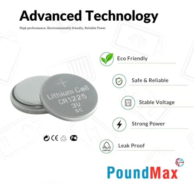 PoundMax 1225 CR1225 DL1225 Lithium-Knopfzellenbatterien, 3 V, 5 Stück - Preisvergleich – Bild 5