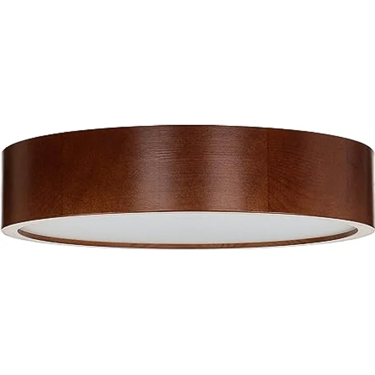 Licht-Erlebnisse Deckenlampe ARBARO Glas Holz rustikal Ø37 cm E27 blendarm 2-flammig Modern flache Deckenleuchte, Treppenhaus - Braun & Satiniert – Bild 3