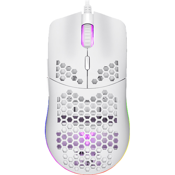 ISY IGM 4000-WT, Ultraleichte Gaming Maus mit 7200 dpi Sensor, Wabendesign, RGB-LEDs, Weiß