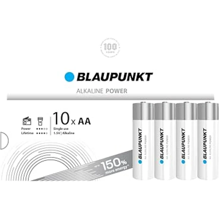 Blaupunkt Alkaline Power AA Batterien, 10 Stück im Blister, mit Auslaufschutz und bis zu 7 Jahre Haltbarkeit – Bild 1