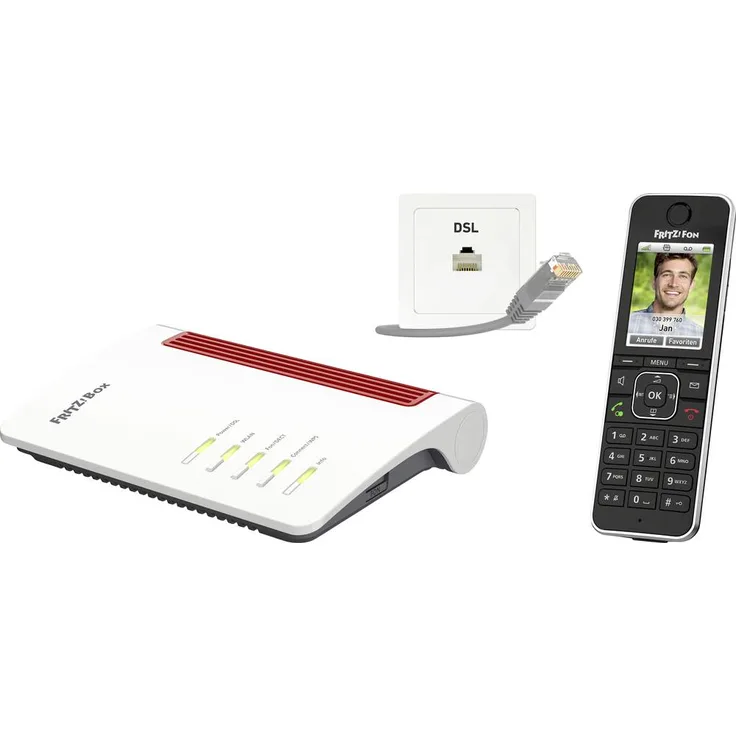 Fritz! FRITZ!Box 7530 AX + FRITZ!Fon C6 Black Edition, WLAN Router mit Wi-Fi 6, 1800 MBit/s, 2.4GHz, 5GHz