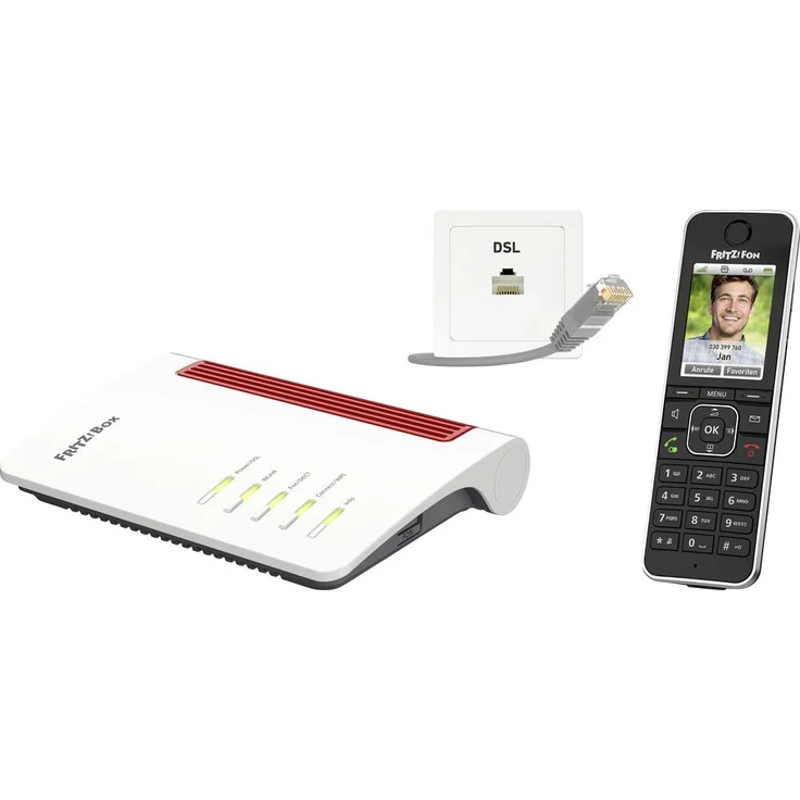 Fritz! FRITZ!Box 7530 AX + FRITZ!Fon C6 Black Edition, WLAN Router mit Wi-Fi 6, 1800 MBit/s, 2.4GHz, 5GHz