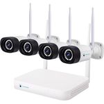 LUVISION WLAN Funk Überwachungskamera - hochauflösendes Überwachungssystem mit 5MP Kameras für den Innen- und Außenbereich, wetterfeste Ausführung, 4 Kameras