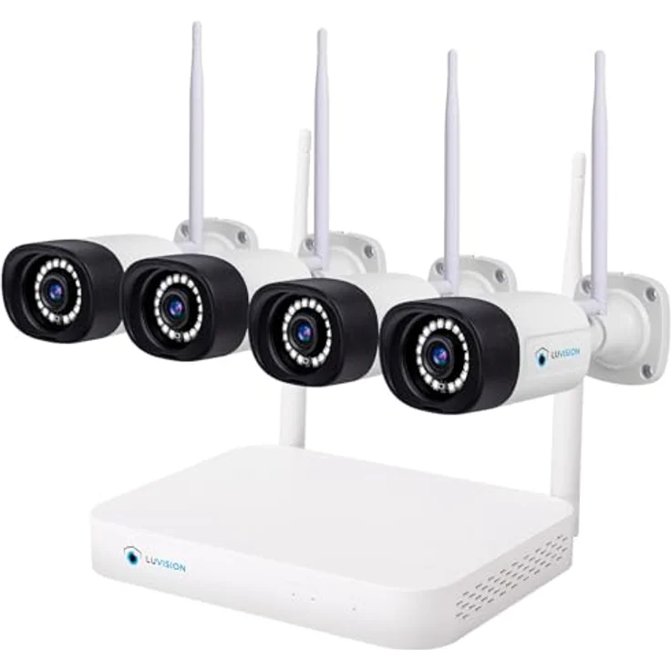 LUVISION WLAN Funk Überwachungskamera - hochauflösendes Überwachungssystem mit 5MP Kameras für den Innen- und Außenbereich, wetterfeste Ausführung, 4 Kameras – Bild 1