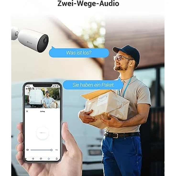 EZVIZ Akku Kamera, 100% kabellos, 2MP Außenkamera mit PIR Sensor und Farbnachtsicht, aktive Verteidigung mit Siren und Spotlight, Zwei-Wege-Audio, 5400mAh Batterie. KI Personenerkennung verfügbar, CB3 – Bild 2