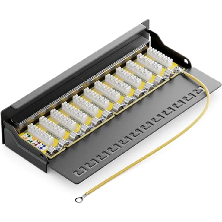 deleyCON CAT 6 Patchpanel Verteilerfeld 12 Port - Desktop / Wandmontage - geschirmt - 12x RJ45 Buchse - TIA568A / TIA568B - Schwarz – Bild 6