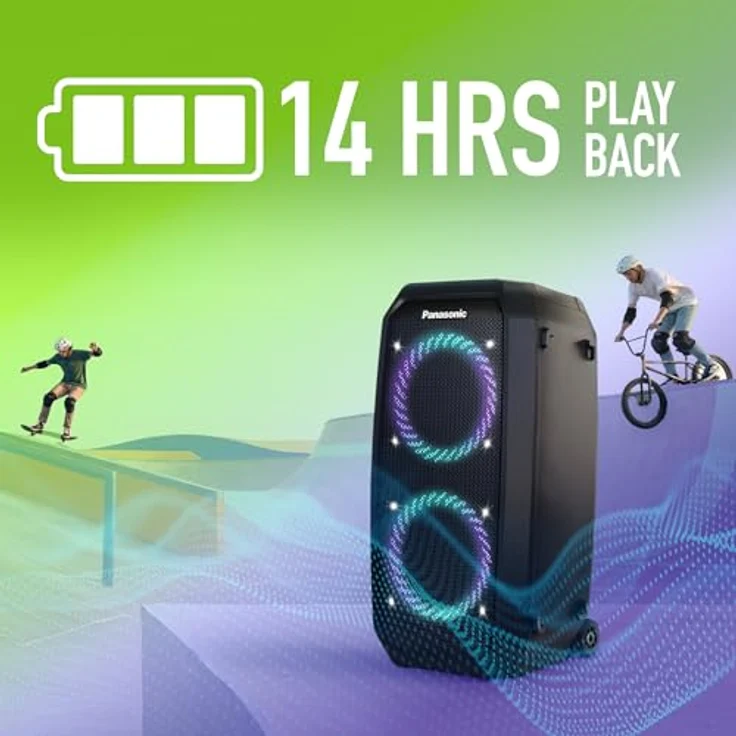 Panasonic SC-BMAX30 tragbarer Party-Lautsprecher, 320 W, Bluetooth 5.3, 14-Stunden-Akku, IPX4, mit Lichtshow, Gitarren- & Mikrofoneingängen, Schwarz – Bild 4