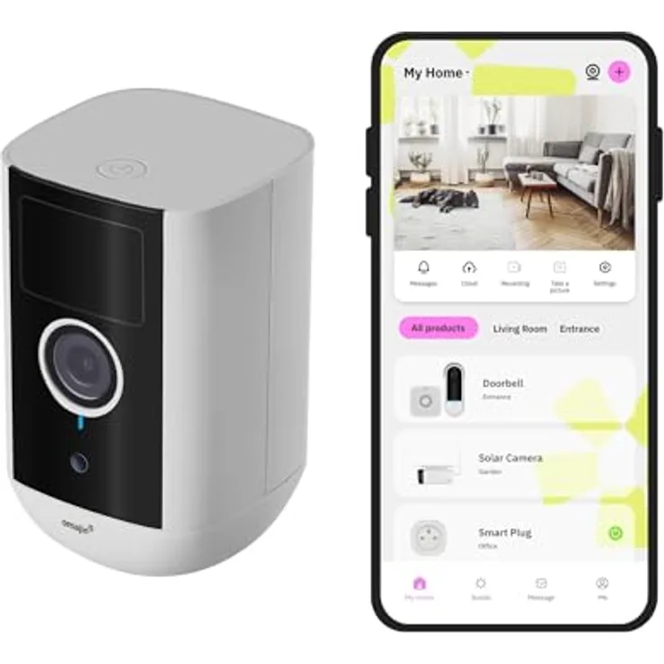 OMAJIN by Netatmo Sicherheitskamera Innen & Außen 2K IP65 64 GB SD/Cloud 9600 mAh Batterie OWC-01