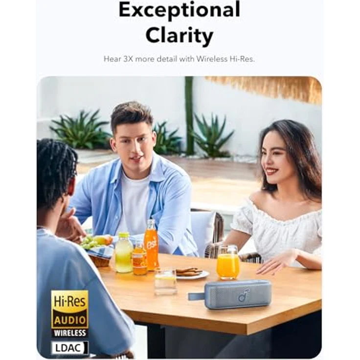 soundcore Motion 100 Bluetooth Lautsprecher, Lautsprecher Boxen mit Wireless Hi-Res, 2 Vollbereichstreiber für Stereo, Outdoor Ultra-Mobiles Design, Anpassbarer EQ, Kraftvoller Bass & IPX7 (Schwarz) – Bild 2