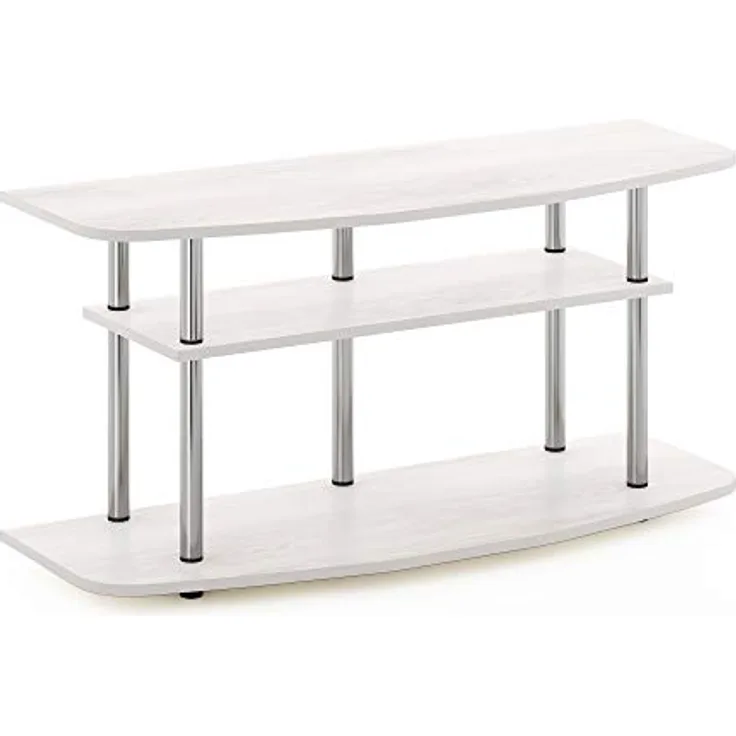 Furinno Frans Turn-N-Tube 3-Tier TV Stand for TV up to 46 Inch, White Oak