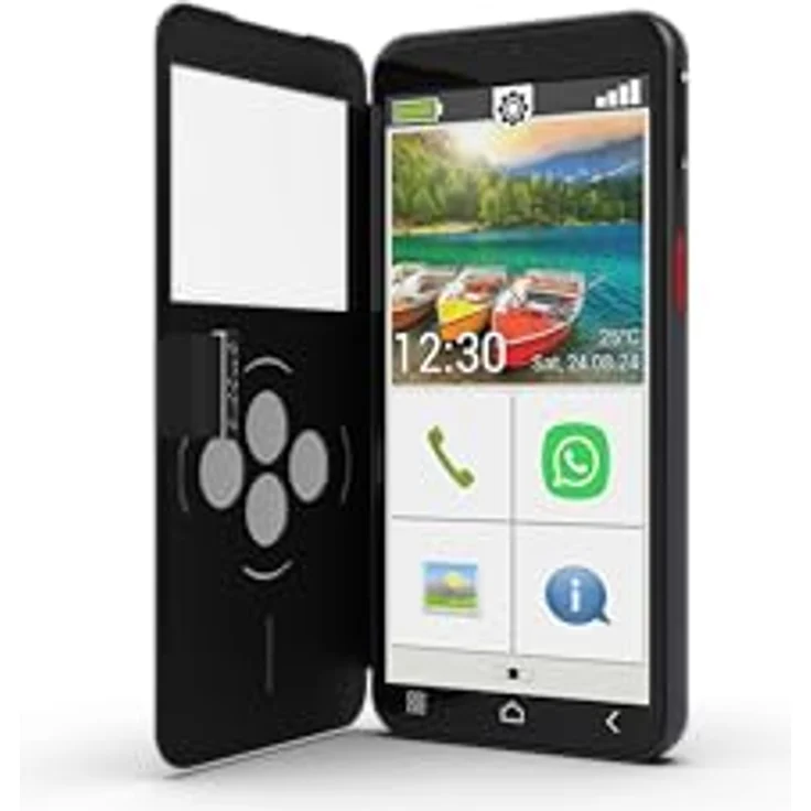 Emporia SMART.6lite, Smartphone, 5,5-Zoll-Display, 6 GB RAM, 128 GB ROM, Android 13, 13+2+0,2 MP Dreifach-Hauptkamera, 8 MP Selfie Kamera, Schwarz, Ohne Vertrag – Bild 1
