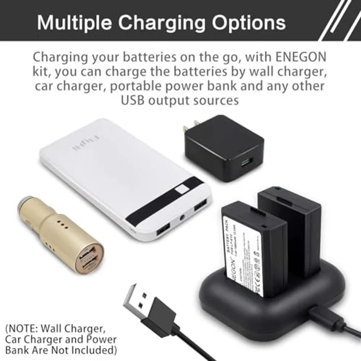 ENEGON Ersatzbatterie (2er Pack) und Rapid Dual Ladegerät, 1680mAh kompatibel mit Canon LP-E10, für EOS Rebel T3 T5 T6 T7, Kiss X50 X70, EOS 1100D 1200D 1300D 2000D 1500D 3000D 4000D – Bild 4