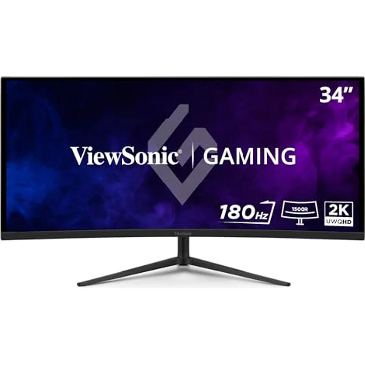 ViewSonic VX3418C-2K, 34 Zoll UWQHD Gaming Monitor mit 180 Hz, 1ms Reaktionszeit, HDR10, FreeSync Premium, gewölbt, HDMI, DP – Bild 2