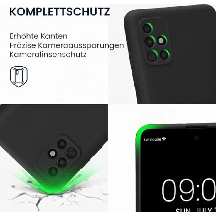 kwmobile Handyhülle für Samsung Galaxy A51 - weiches Silikon Case in Schwarz, rutschfest und reißfest mit präzisen Ausschnitten für Tasten und Kamera – Bild 3