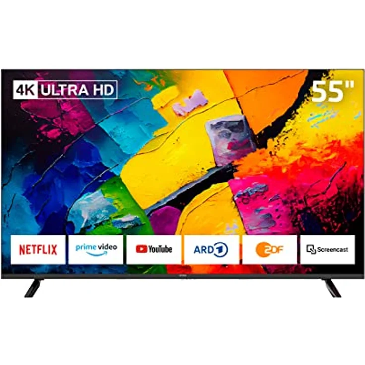 DYON Smart 55 XT-3 139 cm (55 Zoll) Fernseher (4K Ultra-HD Smart TV, HD Triple Tuner (DVB-C/-S2/-T2), Prime Video, Netflix & HbbTV) [Modelljahr 2023] – Bild 1