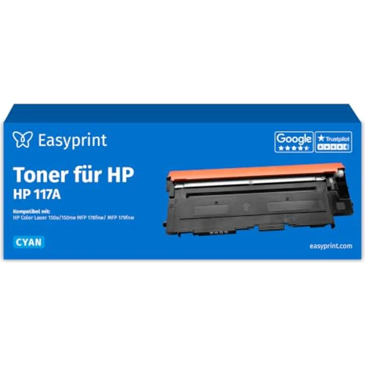 Easyprint Toner 117A Cyan, kompatible Tonerpatrone für HP, 2er Pack, Seitenleistung bis 1.000 Seiten – Bild 1