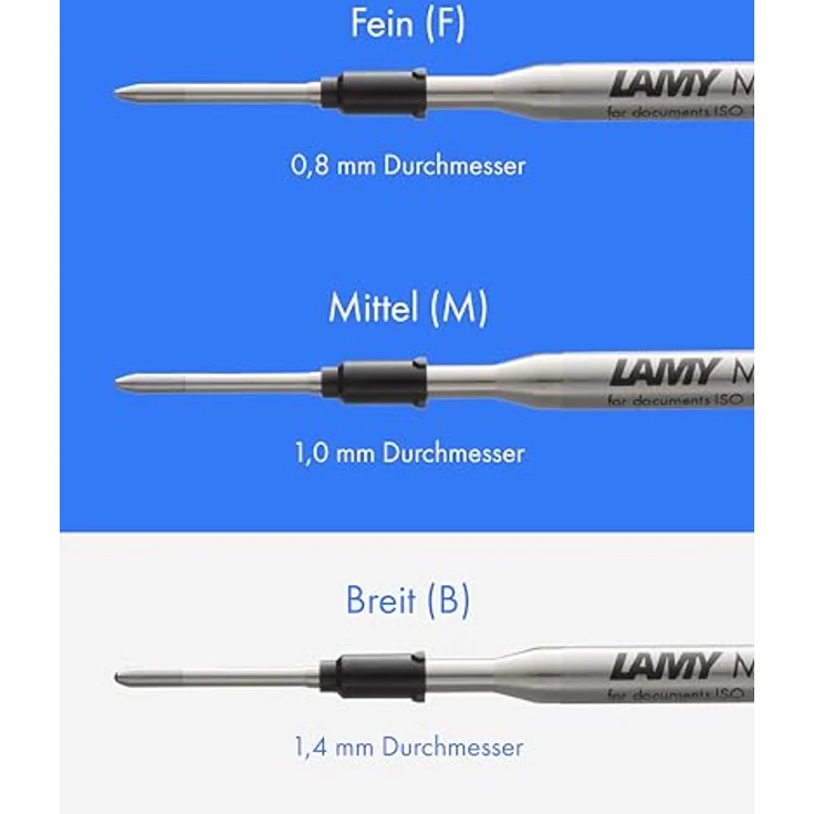Lamy Kugelschreiberminen M16 breit, Metallgroßraummine, Strichstärke B, blau – Bild 3