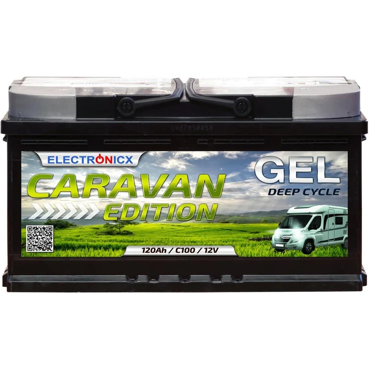 Electronicx GEL Batterie 120Ah Caravan Edition, wartungsfreie Hochleistungsbatterie für Wohnmobile und Caravans, gelb, 12V