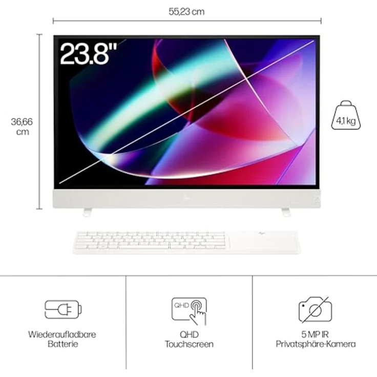 HP Envy Move All-in-One PC 24-cs0000ng, 23,8" QHD-Touchscreen, Intel Core i5-1335U, 16 GB DDR5 RAM, 512 GB SSD, Intel UHD Graphics, Windows 11 Home, Weiß – Bild 2