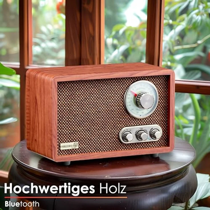 Cyberlux Nostalgie Kompaktanlage | Radio Holz mit Bluetooth, USB, SD Karten Slot | FM/AM | Retro Style | Stereoanlage | Küchenradio | Vintage Radio – Bild 3