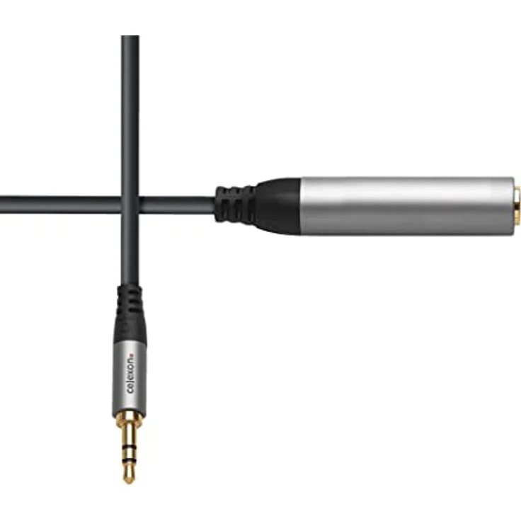 celexon 3,5mm Stereo Klinke auf 6,3mm Stereo Klinke Audioadapter, 0,25m, 3-fach geschirmt, vergoldete Kontakte, schwarz – Bild 2