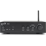 Dynavox VP-40 Stereo-Verstärker, kompakter HiFi-Verstärker mit Phono-Eingang für Plattenspieler, BT-Streaming, Bass-und Höhenregelung, Kopfhöreranschluss, schwarz