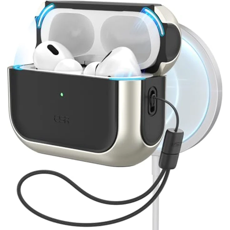 ESR AirPods Pro 2 Hülle mit HaloLock, MagSafe Ready, USB-C/Lightning - Titan – Bild 1