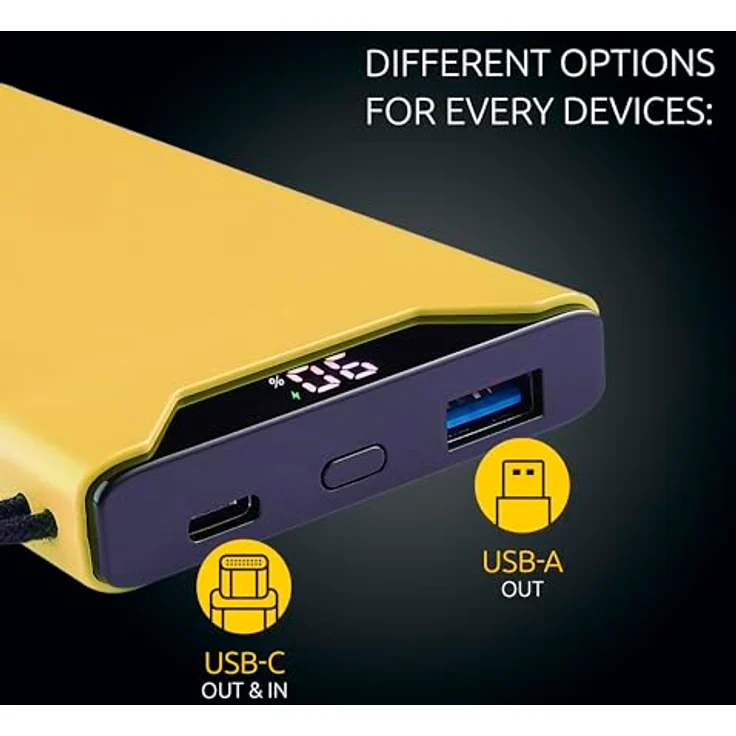 Intenso Powerbank F10000, externer Akku mit PD (20W) & QC (18W), USB-C und USB-A Anschluss, 10000mAh, Gelb – Bild 3