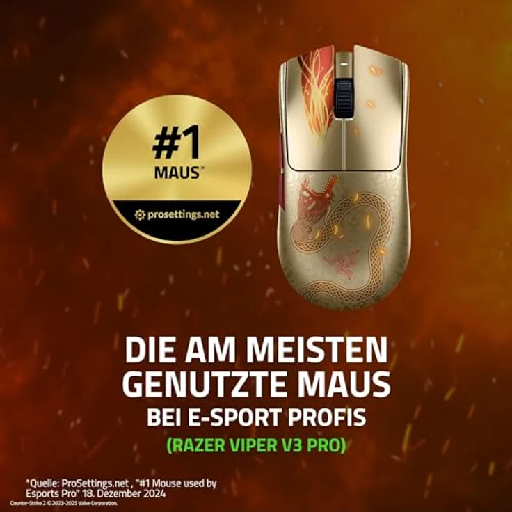 Razer Viper V3 Pro, Kabellose Gaming-Maus im Dragon Lore Design für Counter-Strike 2, mehrfarbig – Bild 2