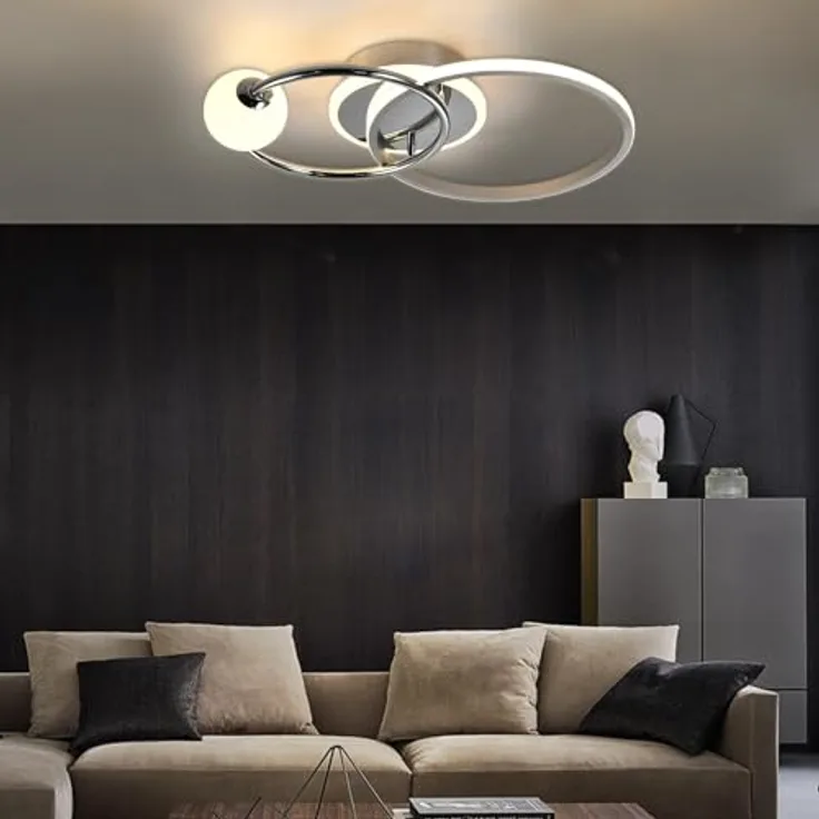LQWELL® Deckenleuchte LED Deckenlampe, 14W 3000K Küchenlampe aus Aluminium in Chrom+Silber, 495 * 305 * 110mm für Wohnzimmer Schlafzimmer Küche Balkon Flur Keller Büro