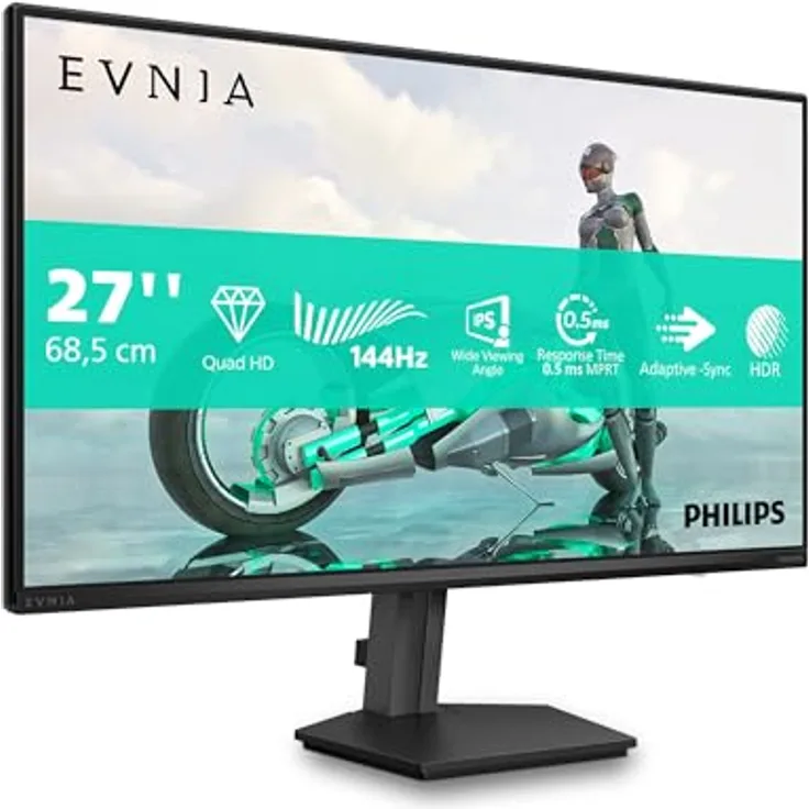 Philips 27M2N3500NF 27-Zoll WQHD Monitor, 144 Hz, IPS-Panel, G-Sync-kompatibel, HDR10, Dunkelgrau