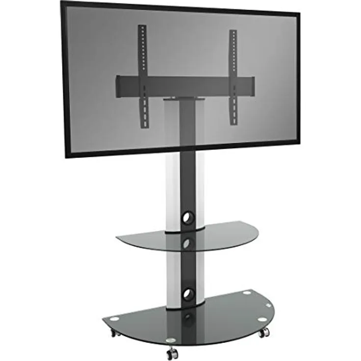 RICOO TV Ständer Rollbar Höhenverstellbar für 30-55 Zoll - Universal TV Ständer mit Rollen FS0502 - TV Stand - TV Standfuss Fernseher Standfuss bis 30 Kg, max. VESA 600x400 mm TV Ständer 55 Zoll, schwarz