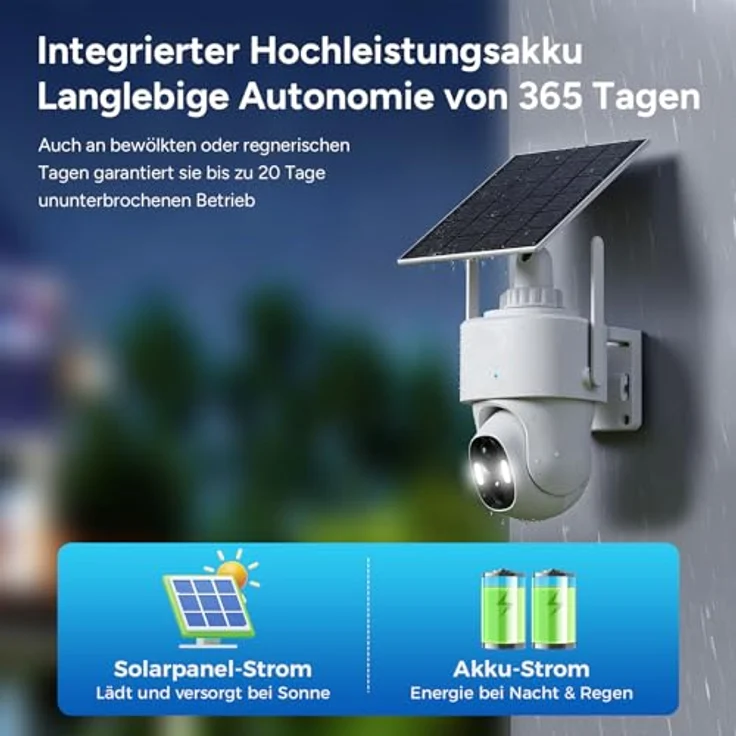Woox 4G LTE Überwachungskamera Aussen Solar, 2K 3MP HD, 360° PTZ Outdoor Kamera mit Spotlicht und Zwei-Wege-Audio – Bild 3