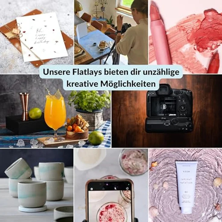 LENS-AID 2-in-1 Foto Hintergrund, Flatlay Tabletop Background Design, 84 cm x 60 cm, abwaschbar, Made in Germany – Bild 5