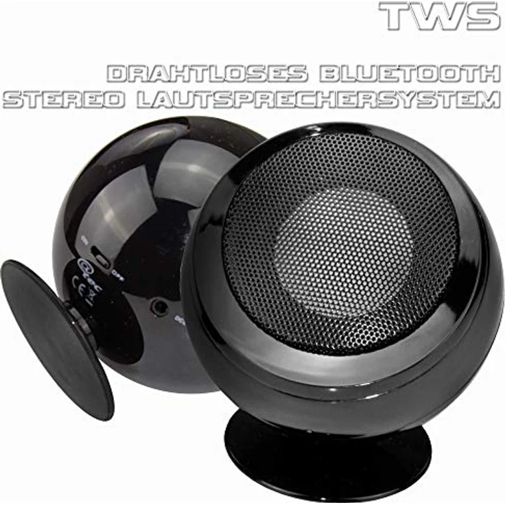 True Wireless Stereo Lautsprecher (Speaker) - TWS Mini drahtlose Musik Boxen - 2x3W Desktop Lautsprecher - HiFi Stereo Sound mit Lithium-Akku, tragbar, kabellos, portabel – Bild 4