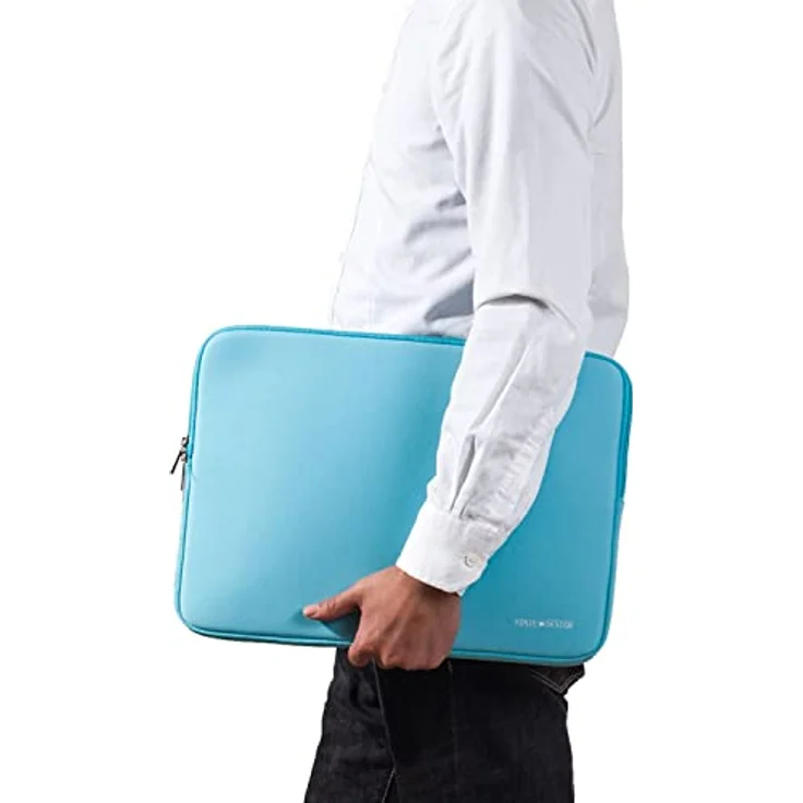 König Design Laptoptasche 13 Zoll, stoßfeste Notebookhülle aus Polyester, blau, für Apple MacBook und kompatible Laptops – Bild 5