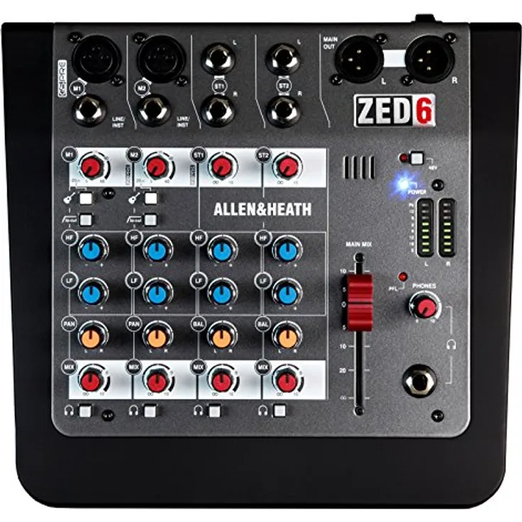Allen & Heath ZED-6, Analog Mixer mit 2 Mic/Line und 2 Stereo Eingängen
