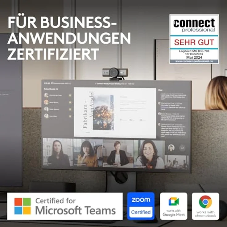 Logitech MX Brio 705 for Business (8.50 Mpx), Webcam, Grau – Bild 2