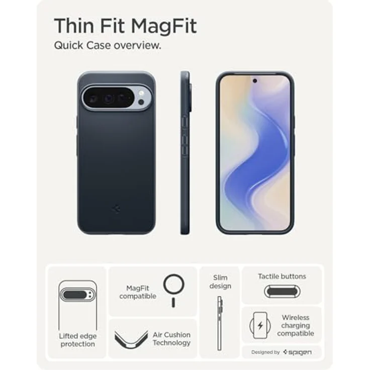 Spigen Thin Fit MagFit Hülle für Google Pixel 10/10 Pro, Kompatibel mit Pixelsnap und MagSafe, Robuste Konstruktion, Metal Slate – Bild 3