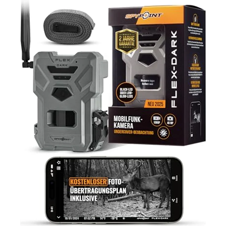 Spypoint FLEX-DARK Wildkamera, 40 MP mit 4G/LTE, unsichtbaren Black-Flash LEDs und 30 m Reichweite, 32 GB Speicherkarte inkludiert – Bild 2